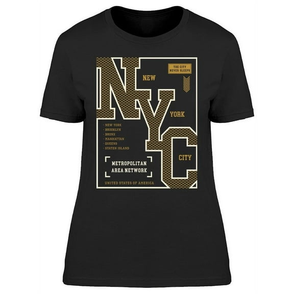 Nyc Never Sleeps Design T-Shirt Women -Image by Shutterstock, Female 3X-Large