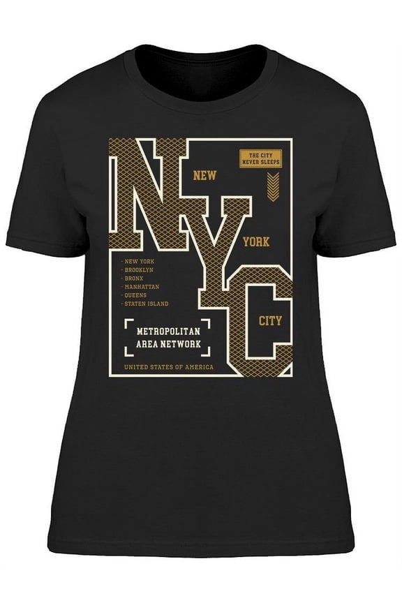 Nyc Never Sleeps Design T-Shirt Women -Image by Shutterstock, Female 3X-Large