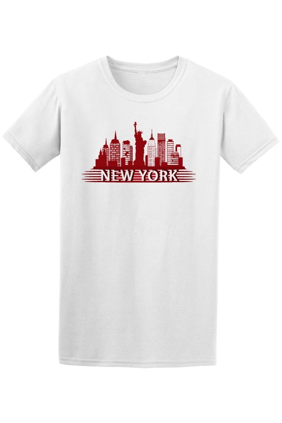Nyc Red Skyline T-Shirt Men -Image by Shutterstock, Male Medium