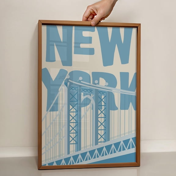 Nyc Skyline Poster, Modern Wall Art, Blue Minimalist Decor, Urban Home Office, Gift For Travelers Wall Art, Modern Wall Decor, 12x18 UNFRAMED