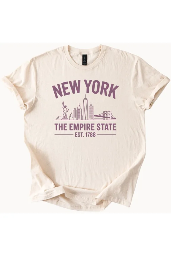 Nyc Skyline T Shirt New York Beige Natural Size S-5Xl Heygategoo Tee