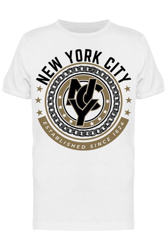 Nyc Slogan In Circle Shape T-Shirt Men -Image by Shutterstock, Male Small