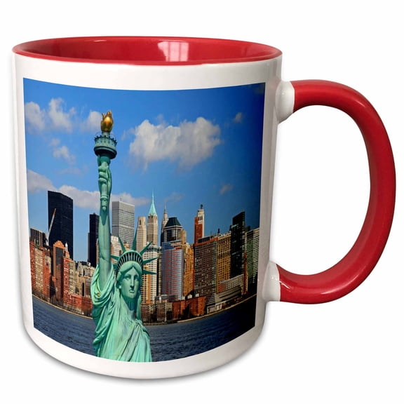 3drose, Nyc Statue of Liberty, 11oz Two-tone Red Mug