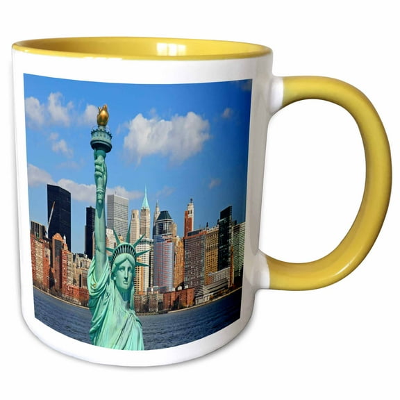 3drose, Nyc Statue of Liberty, 11oz Two-tone Yellow Mug