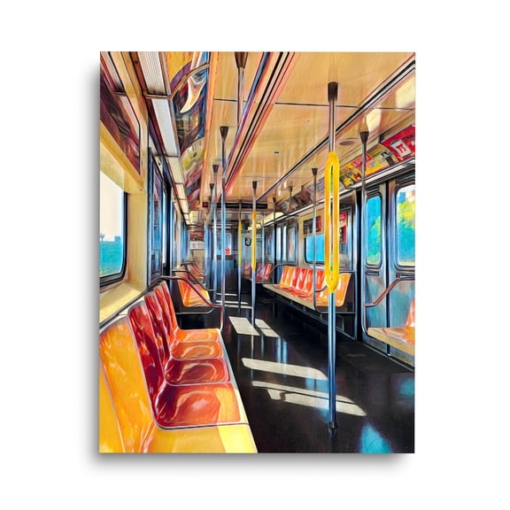 Nyc Subway Car Print, Retro Transit Wall Art, New York Travel Poster, City Decor, Urban Artwork, Colorful Subway Scene Home Decor #3335, Unframed Poster Size 8x12