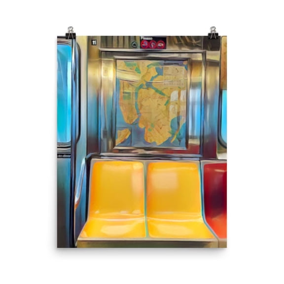 Nyc Subway Seat Print, Retro New York Wall Art, Big Apple Poster, City Travel Decor, Manhattan Artwork, Brooklyn , Train Art Home Decor #3410, Unframed Poster Size 8x12