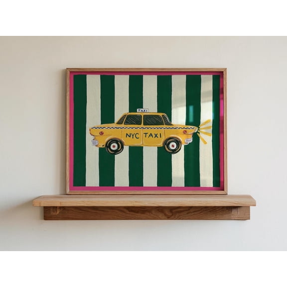 Nyc Taxi Painting Print Eclectic Yellow Cab Wall Art Home Decor Office Wall Art Home Decor Office Wall Art