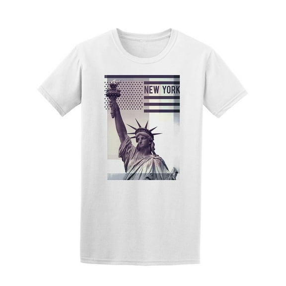 Nyc Usa Flag With Statue T-Shirt Men -Image by Shutterstock, Male Large