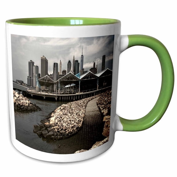 3drose, Nyc View, 11oz Two-tone Green Mug
