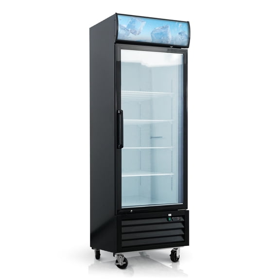 Nyddle 16 Cu.Ft Single Glass Door Commercial Display Freezer,ETL Certified,-8℉ to -1℉,Auto Defrost & Heated Frame,LED Interior Light,Upright Merchandiser For Cafe Restaurant Retail Store