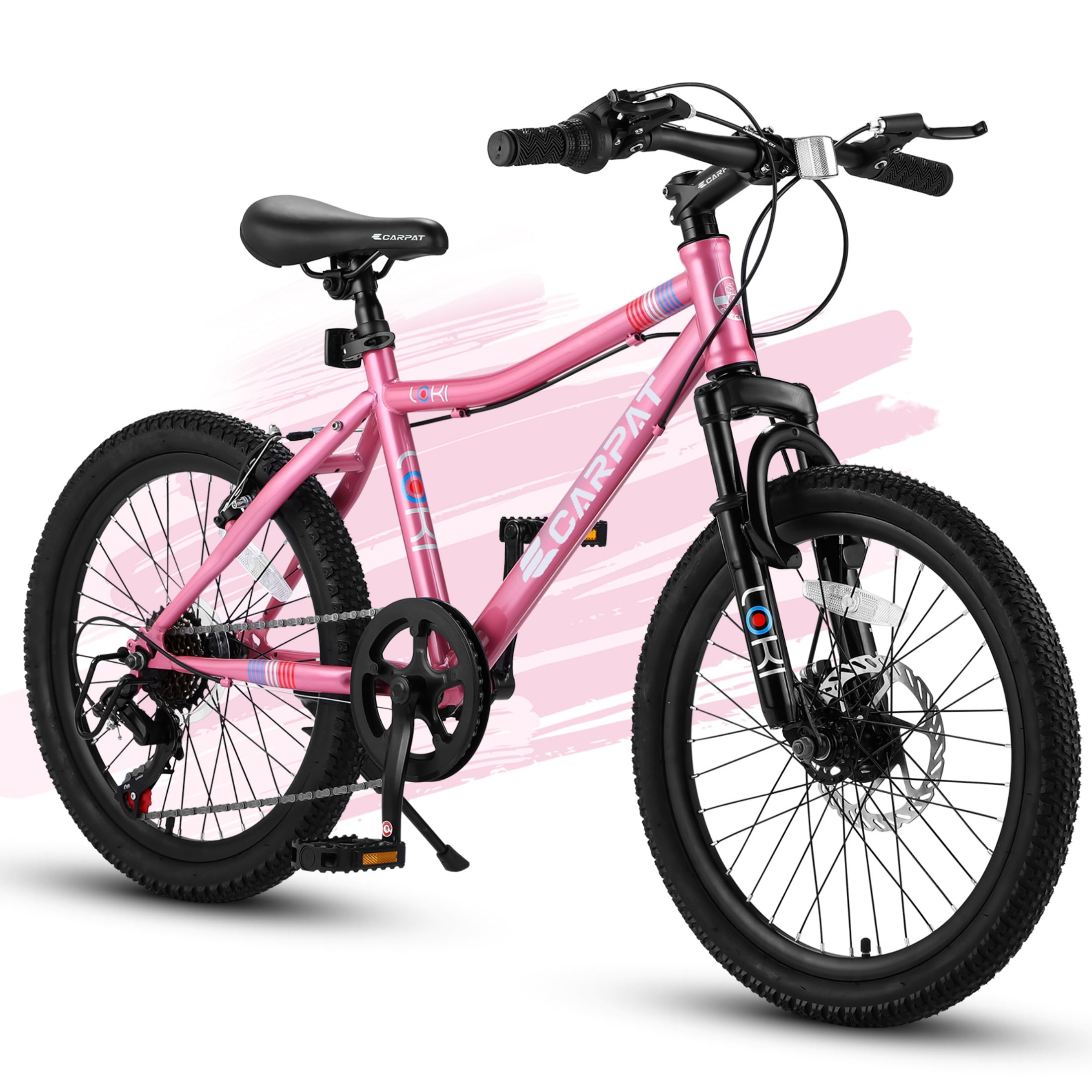 Nyddle 20 Inch Kids'Bike,Boys & Girls Mountain Bike for Ages 8-12,7-Speed Youth Bicycle,Front Suspension,Disc Brake & Rear V-Brake,High-Steel Frame,Pink