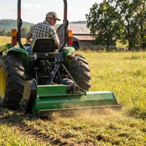 Nyddle 42" PTO Flail Mower for 20-25 HP Tractors,CAT 1 3-Point Hitch, 540 RPM Rear PTO,Standard Duty with 18 Y-Blade Sets,Not Compatible with Quick Hitch,Fields & Orchards,Model EF105,Green