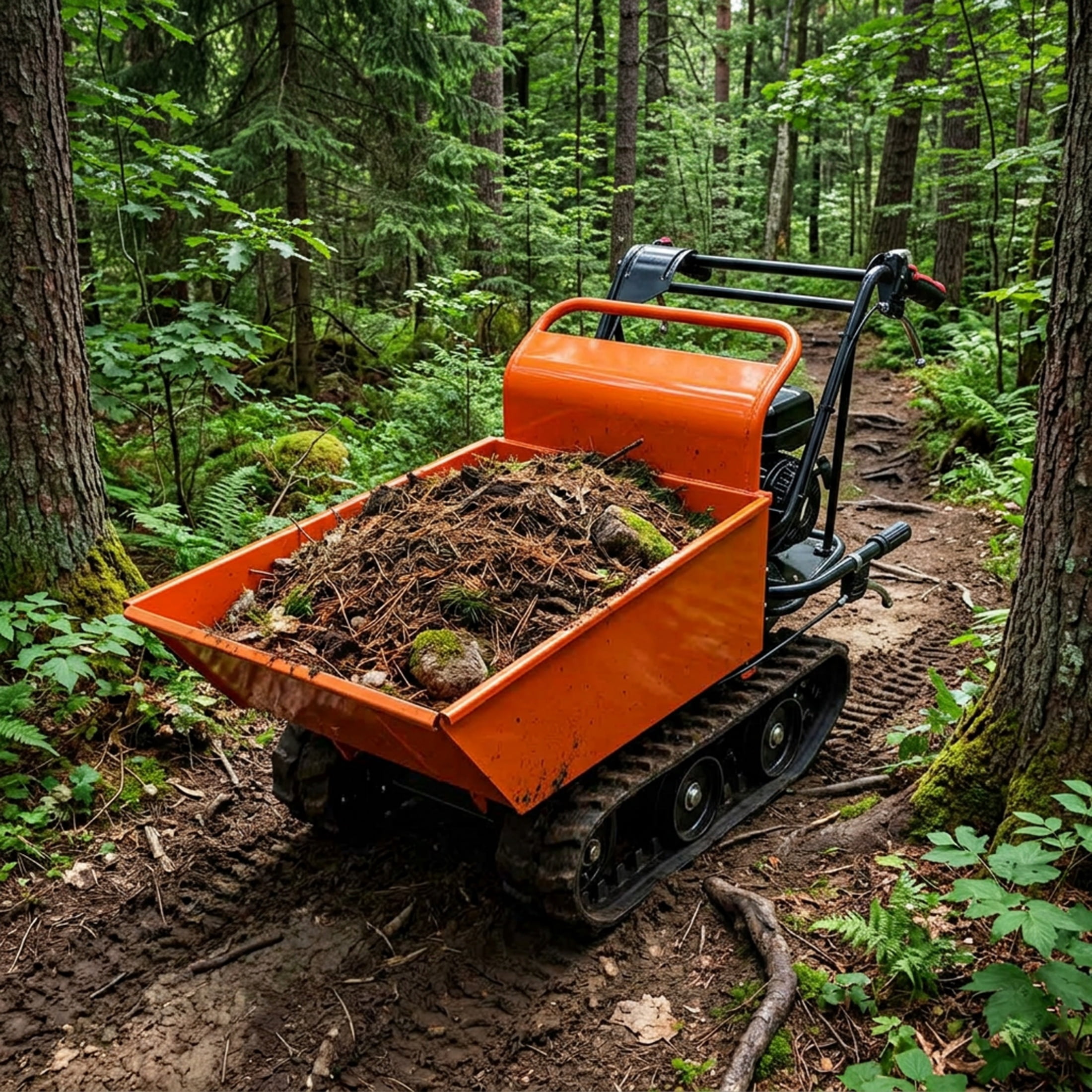 Nyddle 660 lb. Loading Capacity Track Barrow,Gas Powered,Welded Bucket ...