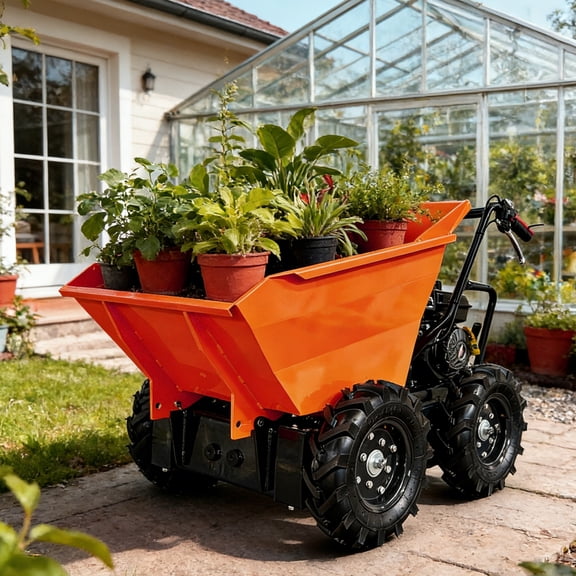 Nyddle 660 lb. Loading Capacity Wheel Barrow,Gas Powered Dumper Garden Cart,Briggs CR950,208cc 6.5HP,3F+1R Gearbox,Four-Wheel Drive