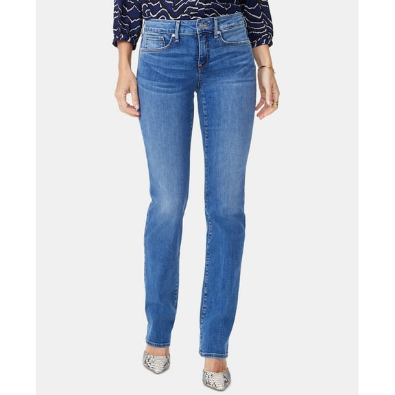Nydj Marilyn Tummy Control Straight Leg Jeans Blue 10