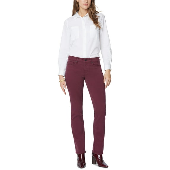 Nydj Petite Marilyn Straight Leg Tummy Control Jeans Deep Merlot 14P
