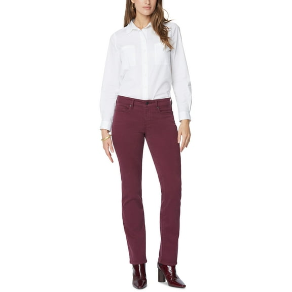 Nydj Petite Marilyn Straight Leg Tummy Control Jeans Deep Merlot 8P