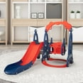 thumbnail image 1 of Nyeekoy 4 in 1 Toddler Climber and Swing Set, Play Climber Freestanding Slides Playset for Kids, Indoor Outdoor Playground Toy with Basketball Hoop & Ball, 1 of 11