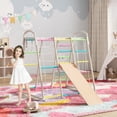 thumbnail image 1 of Nyeekoy 9-In-1 Children Climber Playset, Indoor Jungle Gym with Slide, Monkey Bars, Upright and Rope Ladders, Climbing Board, Hand Rings, Net and Swing for Kids Aged 3-8, Colorful, 1 of 7