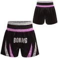 thumbnail image 1 of Nyeemya Boys Metallic Kickboxing Trunks Side Split Satin Boxing Shorts for Combat Fighting Training Pink&Silver 12, 1 of 4