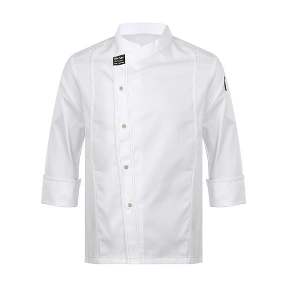Nyeemya Chef Jacket Short Sleeve/Long Sleeve Chef Coat Hotel Kitchen Restaurant Work Uniform Shirt White Long Sleeve XL