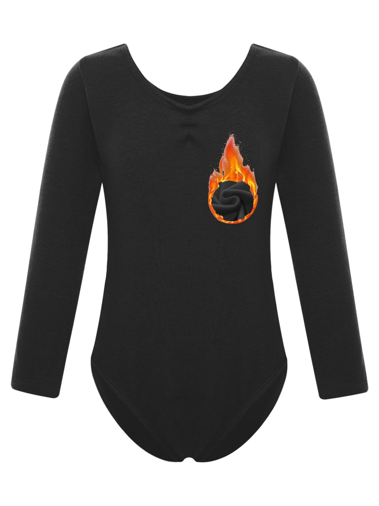 Nyeemya Girls Fleece Lined Bodysuit Long Sleeve Ballet Leotard Kids
