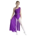 thumbnail image 1 of Nyeemya Girls Glitter Ballet Dress Sleeveless Figure Skating Dress Lyrical Dance Leotard with Maxi Skirt Purple 8, 1 of 7