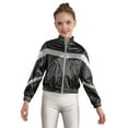 thumbnail image 1 of Nyeemya Girls' Hip Hop Clothes Bomber Jacket Fashion Blazer Dance Crop Tops Dancewear Zipper Coat Black 6, 1 of 7