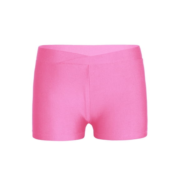 Nyeemya Girls Volleyball Shorts for Gymnastics Dance Athletics Spandex Kids Team Sports Short Pants Pink 3-4