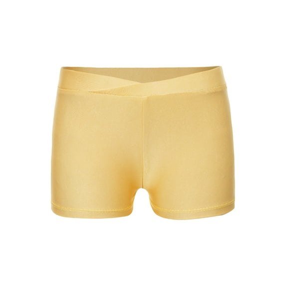 Nyeemya Girls Volleyball Shorts for Gymnastics Dance Athletics Spandex Kids Team Sports Short Pants Yellow 7-8