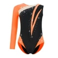 thumbnail image 1 of Nyeemya Gymnastics Leotards for Girls Color Block Practice Clothes Dance Bodysuit Biketard Skating Orange 6, 1 of 3