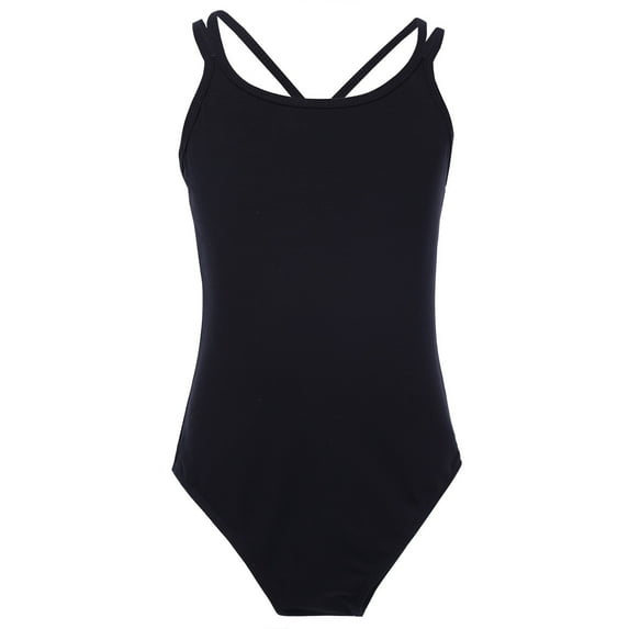 Nyeemya Gymnastics Leotards for Girls Sleeveless Crisscross Straps Back Camisole Top Ballet Dance Bodysuit Black L