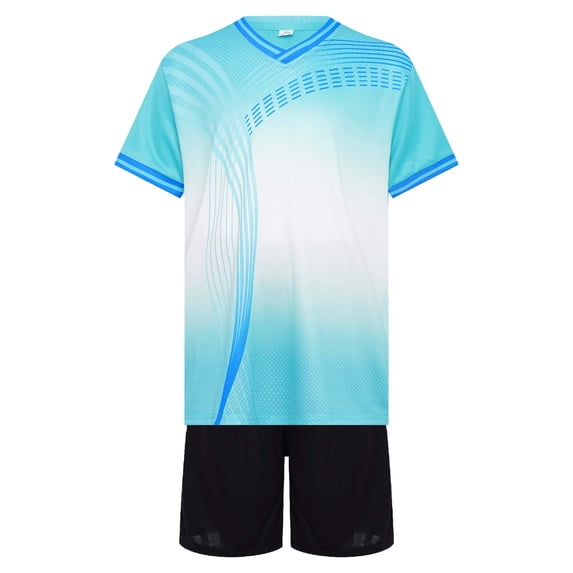 Nyeemya Kids Boys Sports Suit for Football Team Training Quick-Drying V-Neck T-shirt with Drawstring A Light Green 22