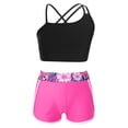 thumbnail image 1 of Nyeemya Kids Girls 2 Piece Gymnastics Dance Sport Outfits Crop Top with Shorts Active Set Athletic Gardenia Rose 12, 1 of 5