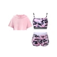 thumbnail image 1 of Nyeemya Kids Girls 3 Piece Dance Gymnastic Workout Outfit Short Sleeve Hooded with Crop Tank Top Pink 10, 1 of 5