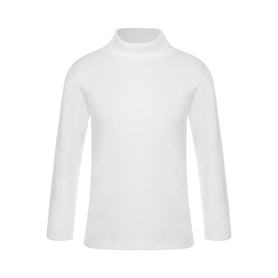 Nyeemya Kids Girls Boys Basic Long Sleeve Turtleneck T-Shirts Fall Winter Warm Pullover Thermal Tops White 110
