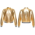 thumbnail image 1 of Nyeemya Kids Girls Boys Jazz Dance Disco Jacket Zip Up Metallic Bomber Coat Tops Outerwear Gold 12, 1 of 1