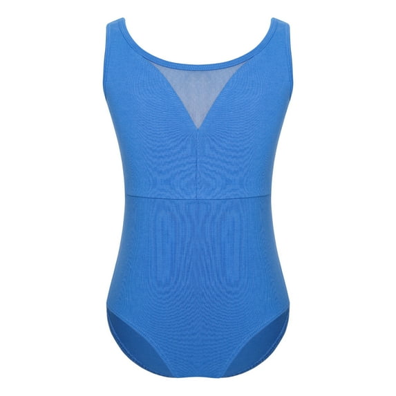Nyeemya Kids Girls Cotton Ballet Dance Leotard Gymnastics Workout Sleeveless Bodysuit Top Tumbling Blue 170