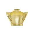 thumbnail image 1 of Nyeemya Kids Girls Metallic Jazz Hip-Hop Dance Shirt Rhinestone Adorned Ruffle Sleeveless Crop Top Gold 12, 1 of 6