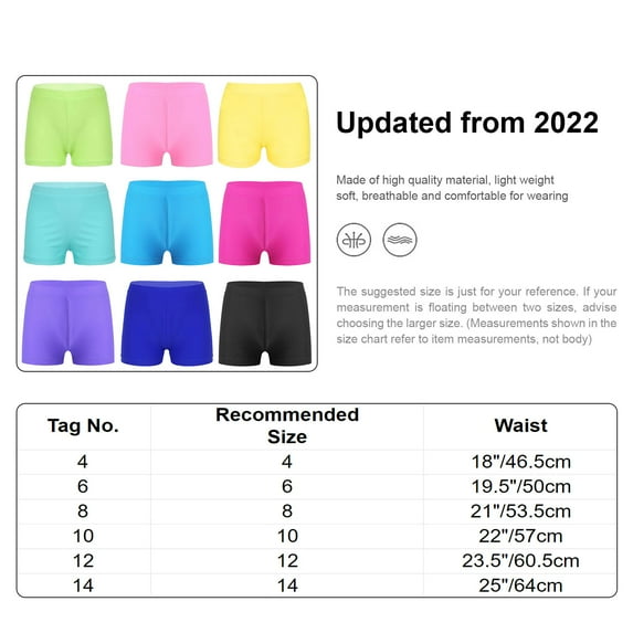 Nyeemya Kids Girls Solid Color Athletic Boy Shorts Rash Guard Bottoms for Gymnastics Swimming Grey Blue 4