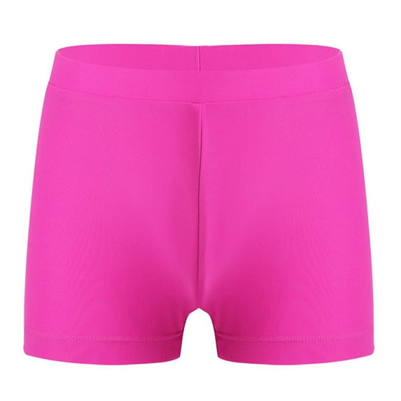 Nyeemya Kids Girls Solid Color Athletic Boy Shorts Rash Guard Bottoms for Gymnastics Swimming Hot Pink 4