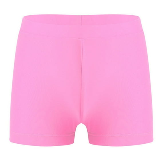 Nyeemya Kids Girls Solid Color Athletic Boy Shorts Rash Guard Bottoms for Gymnastics Swimming Pink 10