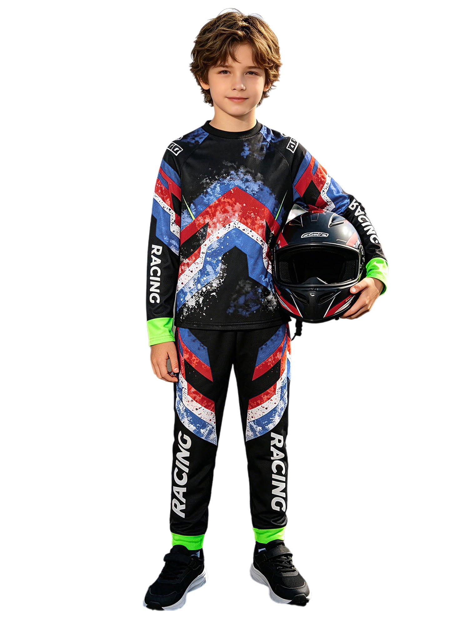 Nyeemya Kids Racing Suit Long Sleeve Full Body Motocross Jumpsuit for ...