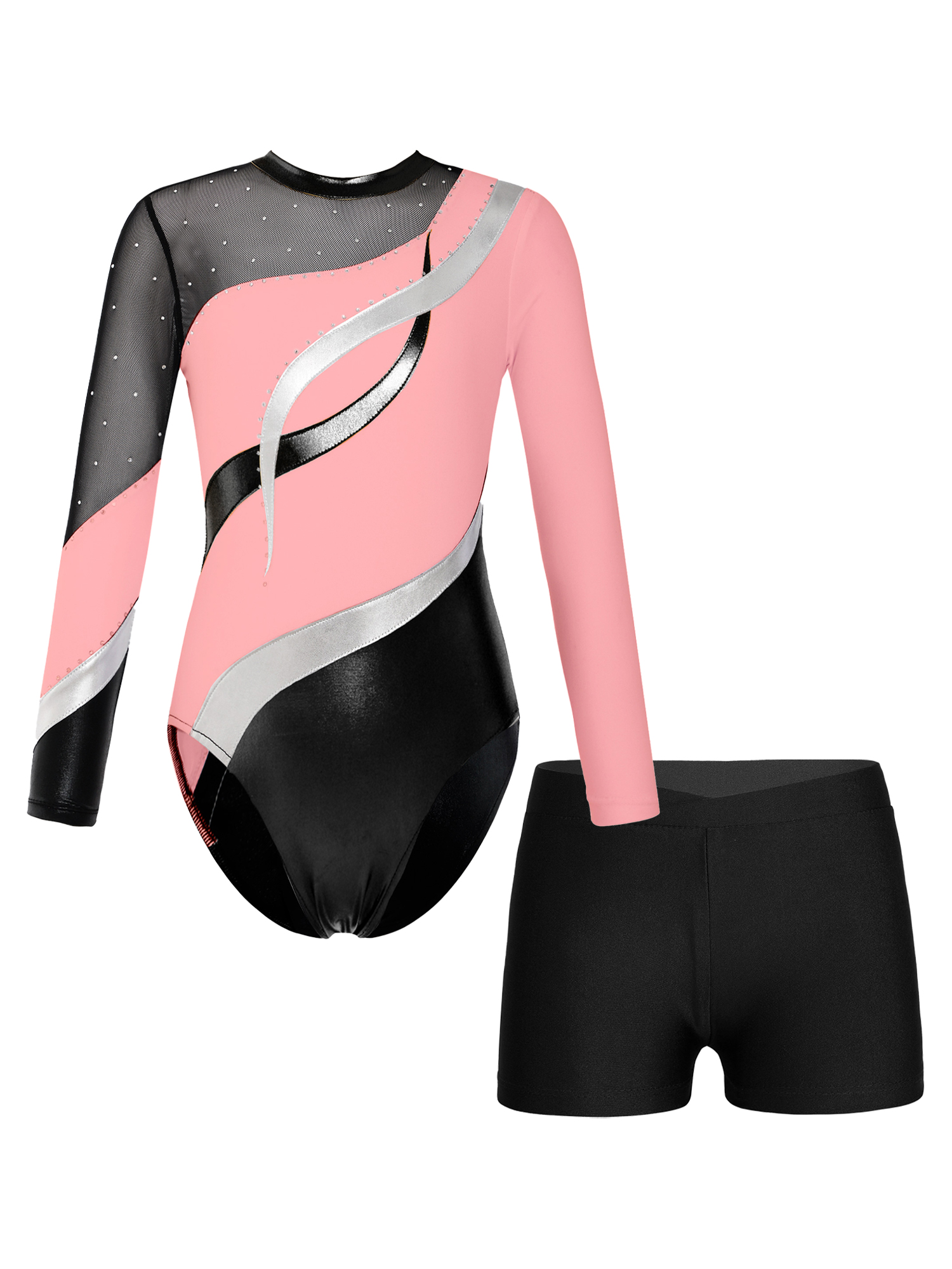 Nyeemya Leotards For Girls Gymnastics With Shorts Dance Biketards 