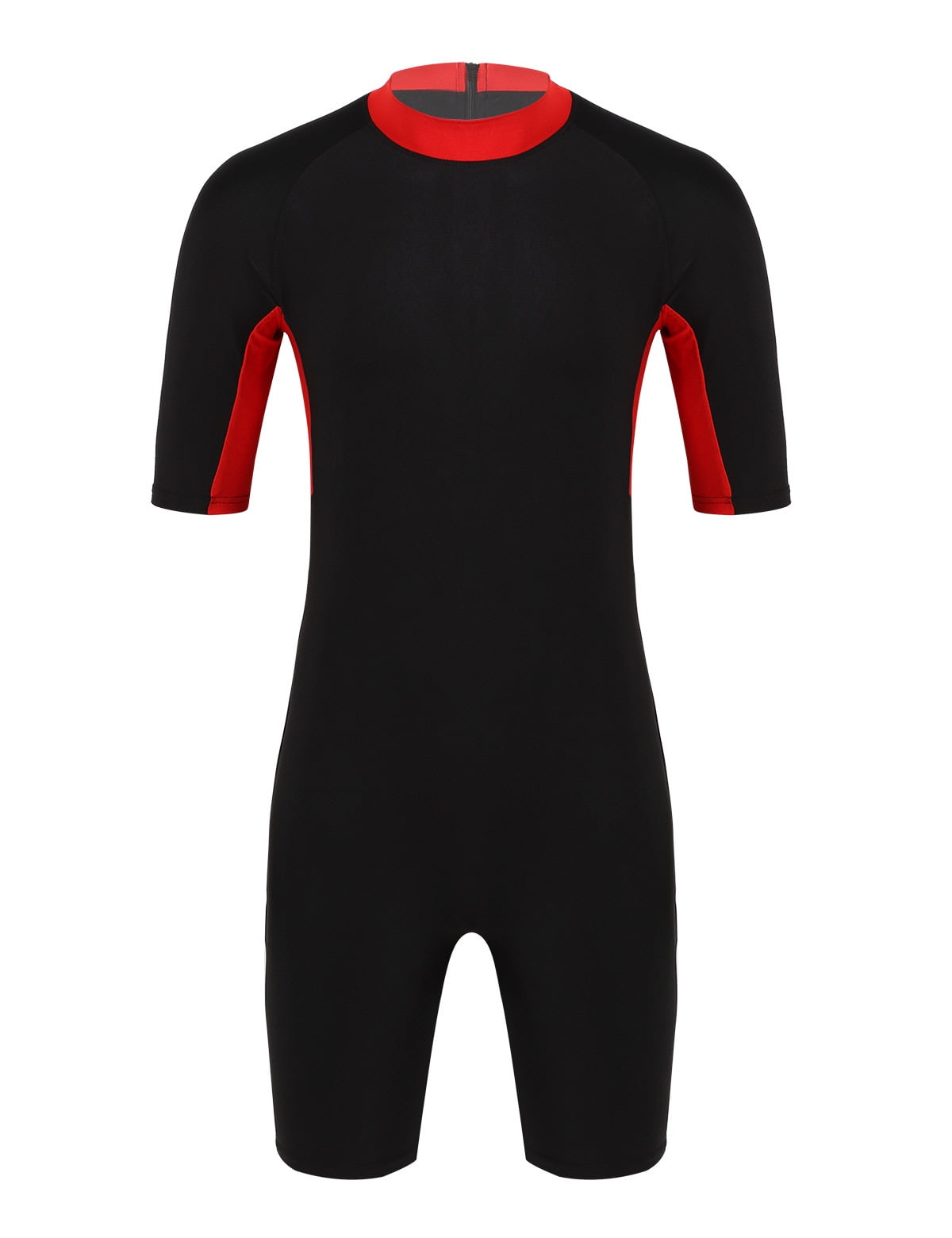 Nyeemya Men One Piece Swimsuit Half Sleeves Rashguard Zipper Shorty ...