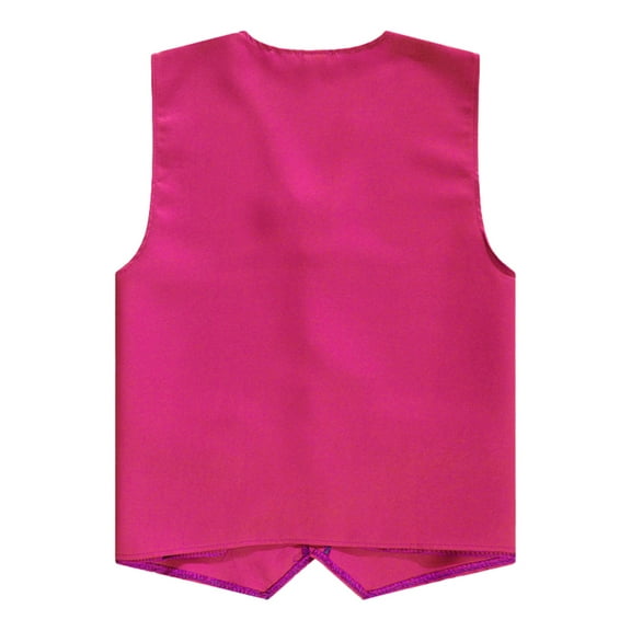 Nyeemya Unisex Kids Volunteer Activity Vest Button Up Waistcoat Boys Girls Waiter Bartender Uniform Hot Pink M/11
