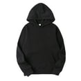 thumbnail image 1 of Nyeemya Unisex Mens Casual Hooded Sweatshirt Long Sleeve Drawstring Plain Solid Pullover Tops Black L, 1 of 3