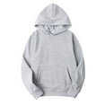 thumbnail image 1 of Nyeemya Unisex Mens Casual Hooded Sweatshirt Long Sleeve Drawstring Plain Solid Pullover Tops Gray S, 1 of 7