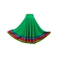 thumbnail image 1 of Nyeemya Women Long Full Circle Folklorico Dance Skirts Spanish Bull Folkloric Mexican Flamenco Green 75cm 5XL, 1 of 3