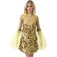 thumbnail image 1 of Nyeemya Women's 70s Retro Disco Dance Dress Hippie Sequin Sensation Dress Cocktail Club Party Dresses Gold S, 1 of 6